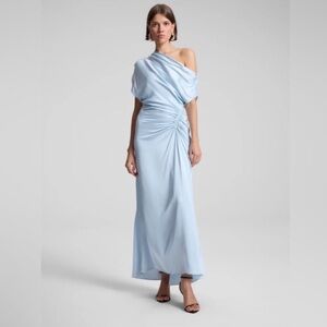 NEW A.L.C. Penny Satin Midi Dress  Blue Asymmetrical Slip Dress